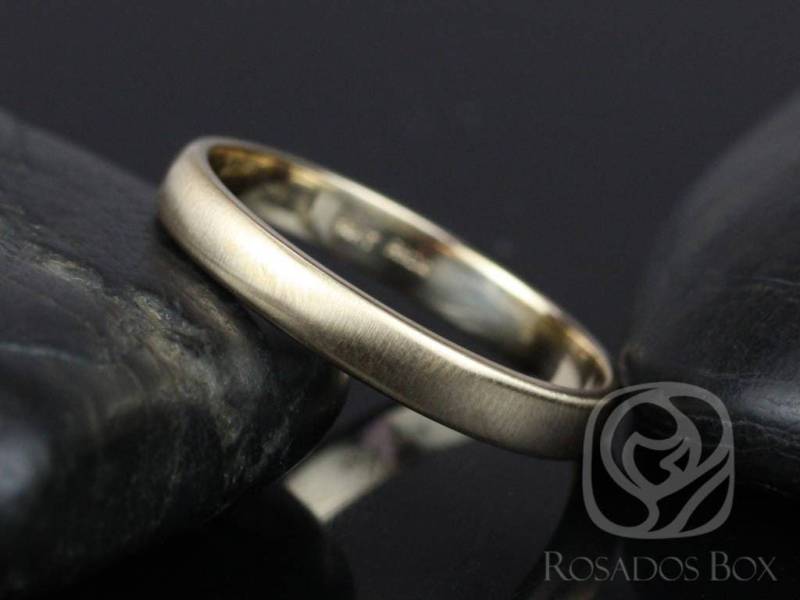 steve 3 Mm 14Kt Gelbgold Oval Plain Non-Comfort Fit Matte Oder High Finish Band | Chic Classics Collection von RosadosBox