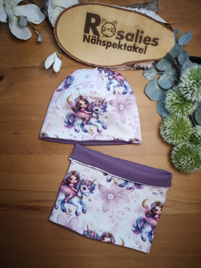 Beanie Mütze Und Loop Einhorn Lila Rosa Magisch Mädchen Geschenk von RosaliesNaehspektakl
