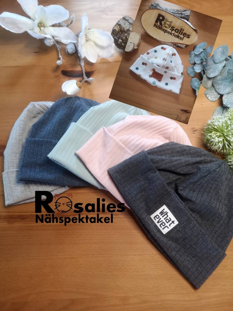 Hipster Beanie Aus Breitrippjersey Jungs Mädchen Erwachsene Unisex von RosaliesNaehspektakl