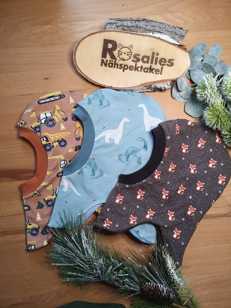 Schlupfmütze Schalmütze Zipfelmütze Winter Fuchs Dinosaurier Baustelle Jungen Mädchen Wintermütze Unisex von RosaliesNaehspektakl