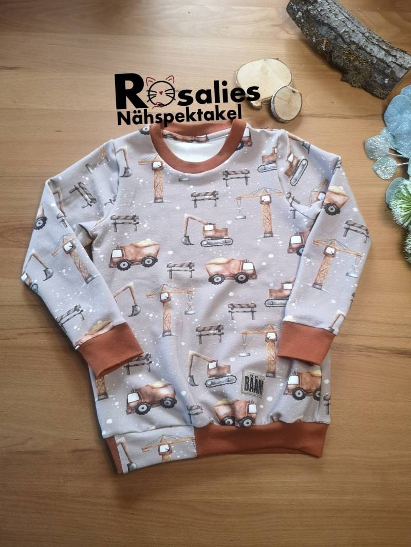 Sweater Pulli Baustelle, Sofortkauf 110-116 Bagger, Bauarbeiter Creme Beige Cognac Langarmshirt Longsleeve Sweater Pulli Baustelle, Sofortkauf 110-116 Bagger, Bauarbeiter Creme Beige Cognac Langarmshirt Longsleeve von RosaliesNaehspektakl