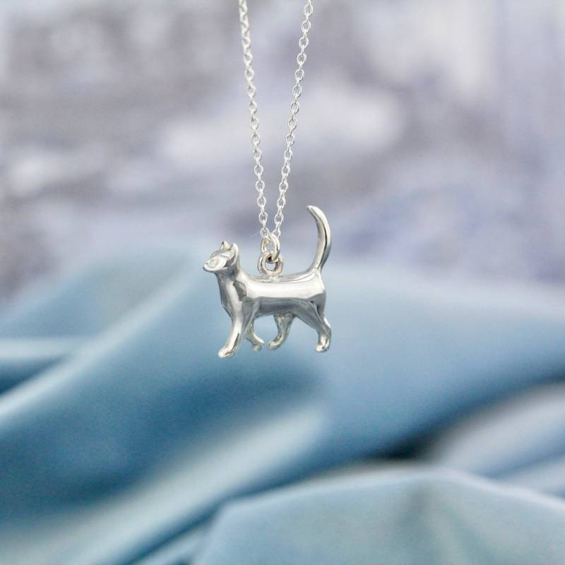 Katzen Halskette | Sterling Silber Katzenanhänger Handgeschnitztes Design Haustier Rosalind Elunyd Schmuck von RosalindElunyd