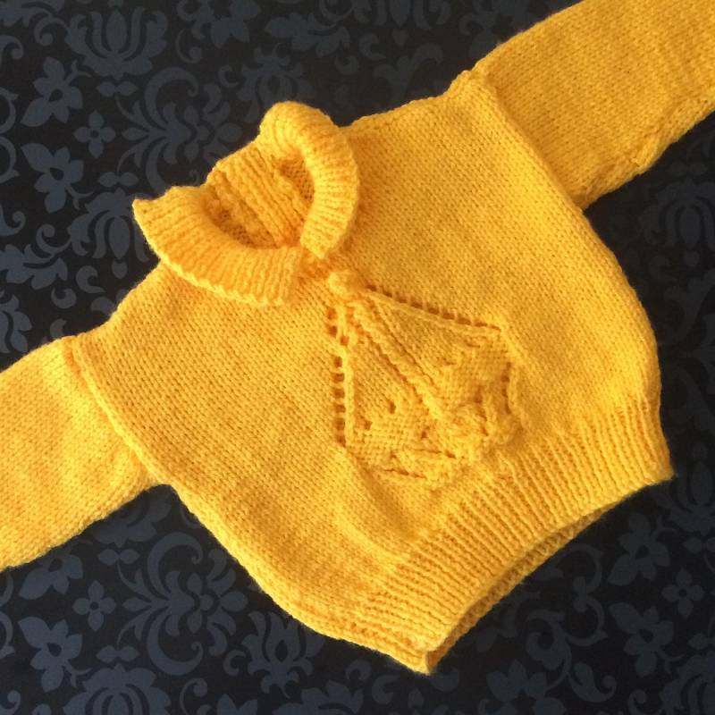 Baby Pullover Knallgelb Handgestrickt 3 Bis 6 Monate von RosamondsBabyknits