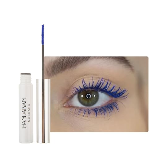 4D Mascara Wasserfest Schwarz, Wimperntusche Lange Wimpern Wischfest Langlebig Volumen, Nicht Verklumpend für Makeup Weihnachten, Halloween, Party, Feste, 4D Fibre Lash Mascara (Saphirblau) von Rosarden