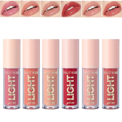 Rosarden 6pcs Glitzer Lipgloss Set, Schimmer und Glanz Lip Gloss Set, Feuchtigkeitsspendend Lippenöl Makeup-Geschenkset, Flüssiger Lippenstift für Mädchen und Frauen von Rosarden