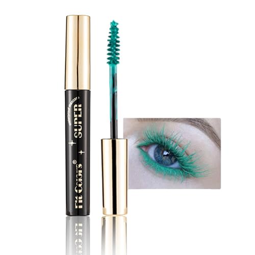 Bunt Wimperntusche Wasserfest Mascara Grün, Volumen, Langlebig, Wischfest für Halloween Weihnachten Bühne Kostümspiel Natürlich Augen Make-up, Mascara Lange Wimpern von Rosarden