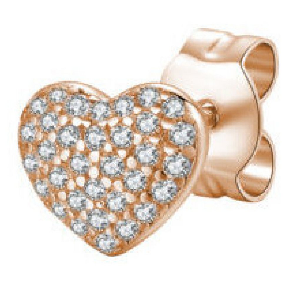 Rosato Ohrring-Set Bronze single earrings Heart with zircons Storie RZO047 von Rosato