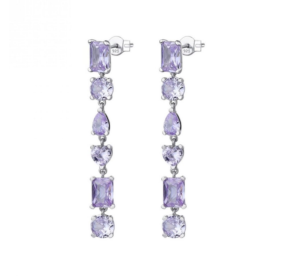 Rosato Ohrring-Set Luxuriöse Silberohrringe mit lila Zirkonen Gemma RZGE21 von Rosato