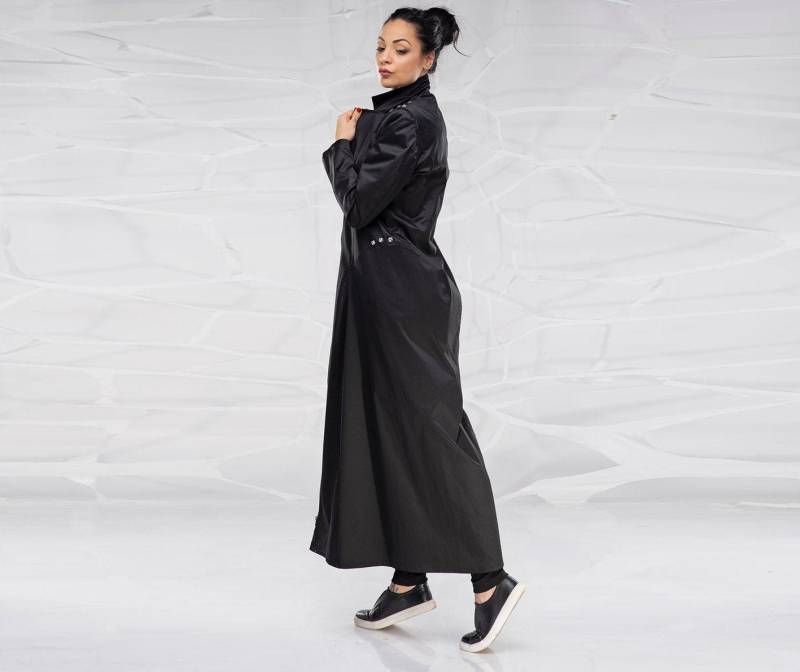 Cyber Goth Mantel, Steampunk Kleidung Und Accessoires, Schwarze Maxijacke, Mantel Für Frauen, Gothic Punkjacke, in Übergröße von RoscheBoutique