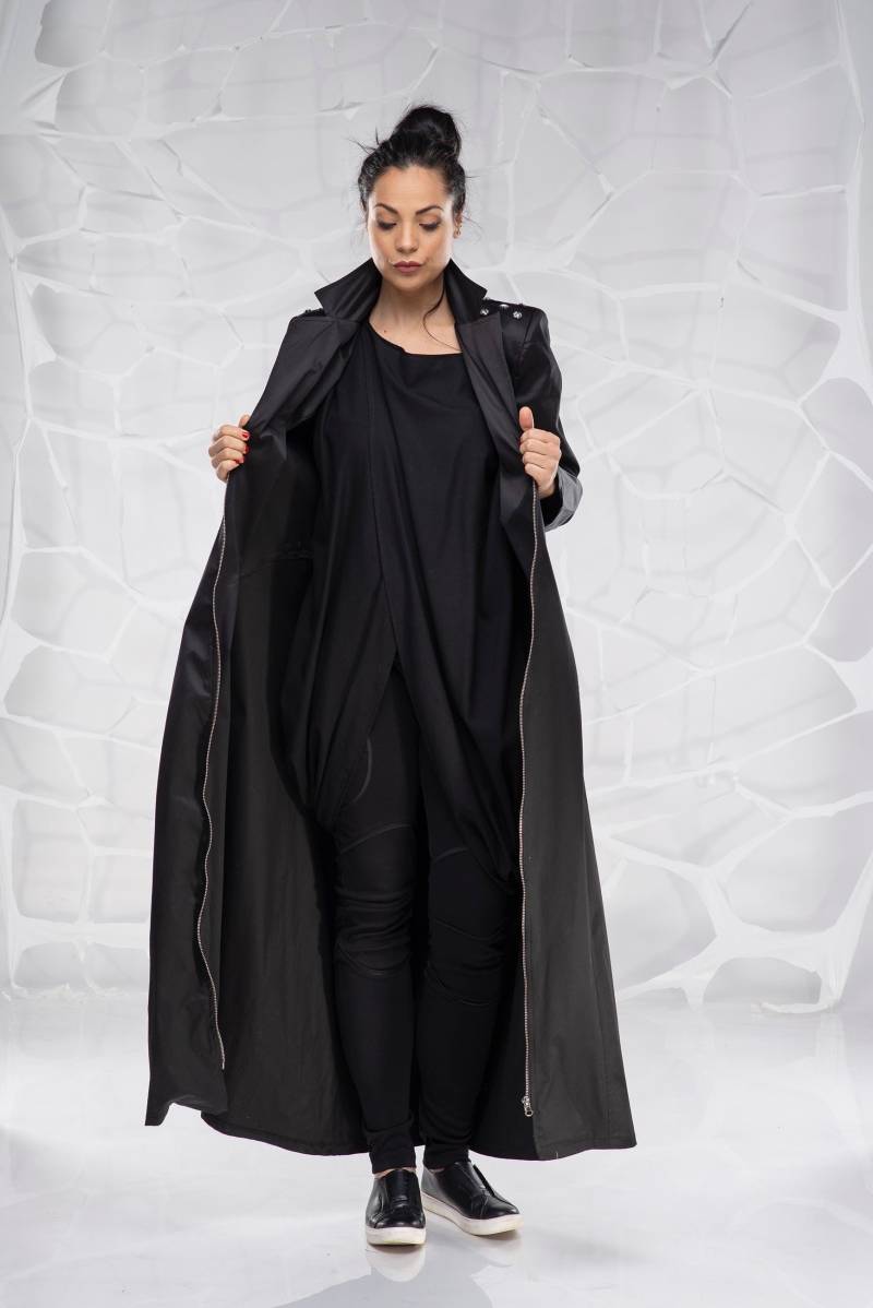 Frauen Langer Mantel, Gothic Plus Size Kleidung, Schwarzer Steampunk Kleidung Und Accessoires, Strickjacke Windjacke Cyberpunk Frauen Langer Mantel, Gothic Plus Size Kleidung, Schwarzer Steampunk Kleidung Und Accessoires, Strickjacke Windjacke Cyberpunk von RoscheBoutique
