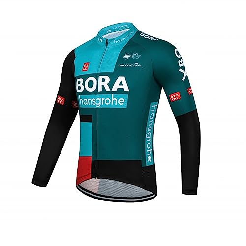 2022 World Tour Team Bora Sunsreen Dünnes langärmeliges Radtrikot für Herren,Atmungsaktives Rennradtrikot Schnell trocknende Fahrradbekleidung (2XL) von Roscyker