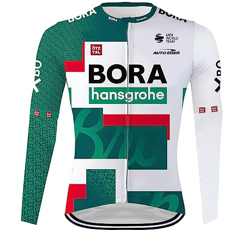 2022 World Tour Team Bora TDF Sunsreen Dünnes langärmeliges Radtrikot für Herren,Atmungsaktives Rennradtrikot Schnell trocknende Fahrradbekleidung (2XL) von Roscyker