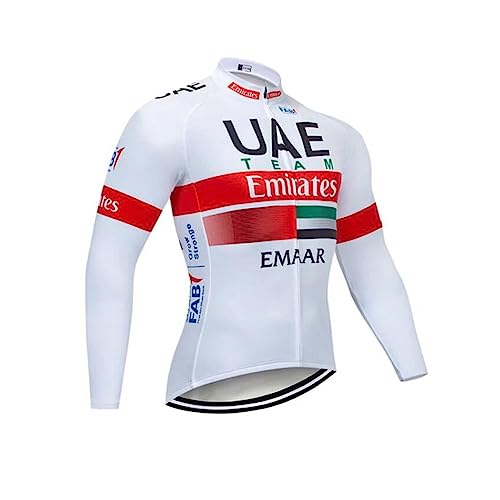 2022 World Tour Team UAE Sunsreen Dünnes langärmeliges Radtrikot für Herren,Atmungsaktives Rennradtrikot Schnell trocknende Fahrradbekleidung (4XL) von Roscyker