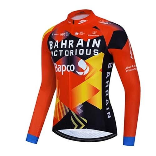 Roscyker 2023 Winter Thermofleece Wärmer Pro Team BAHRAIN Langarm-Radtrikot für Männer, schnelltrocknende Rennradjacke Fahrradbekleidung (5XL) von Roscyker