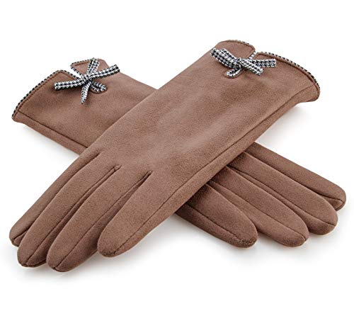 Rose Black Winter Handschuhe für Damen mit süßer Schleife - Feinste Auswahl (Beige Latte) von Rose Black