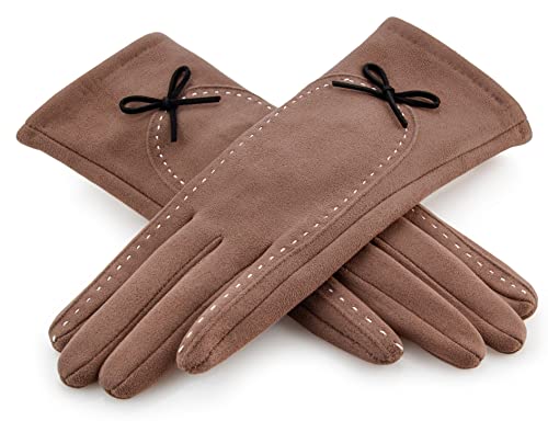 Rose Black Winter Handschuhe für Damen - mit süßer Schleife - Feinste Auswahl (Beige Latte) von Rose Black