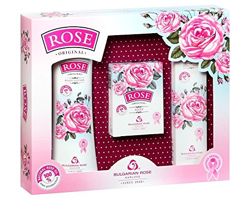 Rose Original Geschenkset für Frauen mit Körperlotion, Seife und Handcreme mit 100% Natürlichem Rosenöl Parabenfrei von Rose Original