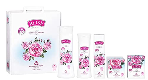 Rose Original Geschenkset für Frauen von 5St. mit 100% Natürlichem Rosenöl - Mizellarem Wasser, Duschgel, Gesichtscreme, Handcreme und Seife Ohne Parabene von Rose Original
