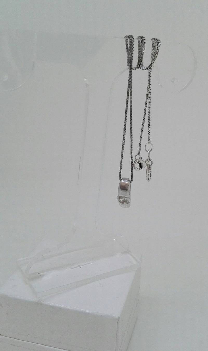 Feine Silberkette Würfelkette Feinsilber Anhänger Mit Qualität Zirkonia Gefasst von RoseDayVintage