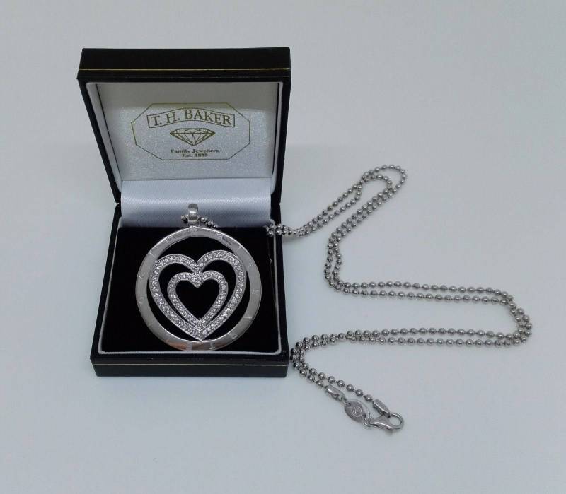 Vintage Giorgio Martello Sterling Silber Strass Herz Anhänger Halskette von RoseDayVintage