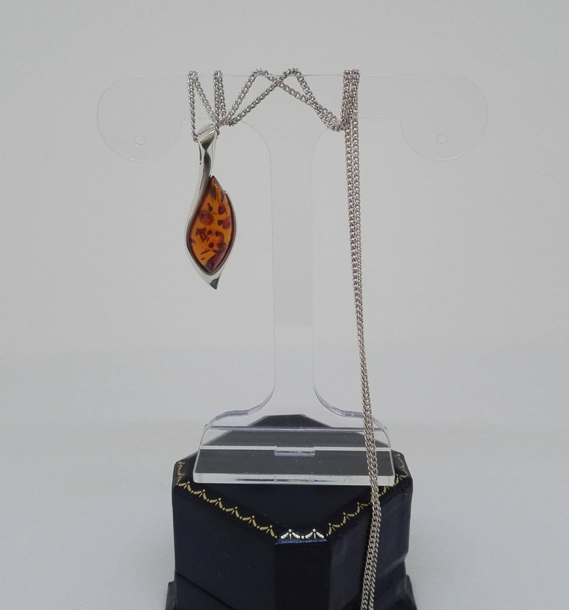 Vintage Toffee Bernstein 925 Silber Anhänger Halskette - 1980Er Jahre Seil-Kette von RoseDayVintage