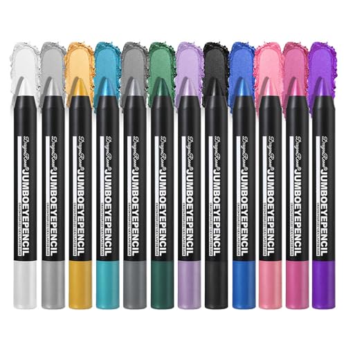 RoseFlower 12 Farben Lidschatten Stift Set, Glitzer Lidschatten Crayon Eye Brightener Stick, Knitterfrei, Wasserfester, Langanhaltend und Hochpigmentierter Creme Lidschatten für Augen Make-up (B) von RoseFlower