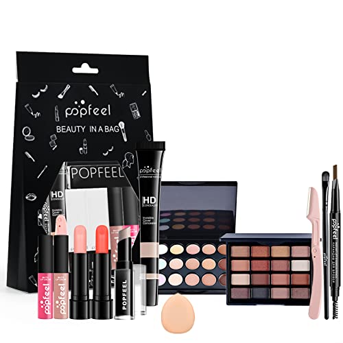 RoseFlower 12pcs Cosmetics Make-up Set, Make Up Set Mit Geschenktüte, Kosmetik Starter Kit Reise Makeup Paletten Weihnachten Makeup Mit Enthält Concealer-Palette, Lidschatten-Palette, Lippenstift#1 von RoseFlower