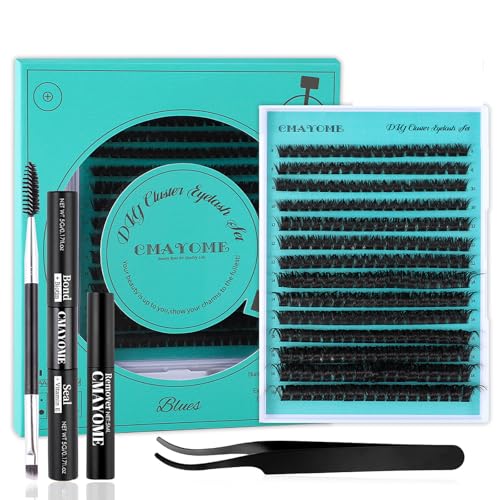 RoseFlower 168pcs DIY Cluster Wimpern Kit, Wimpern Cluster D Curl, Wimpernverlängerung Volume mit Mascara Bürste, Bond Seal, Wimpern Applikatoren, Pinzette, Einzeln Lash Clusters Set von RoseFlower