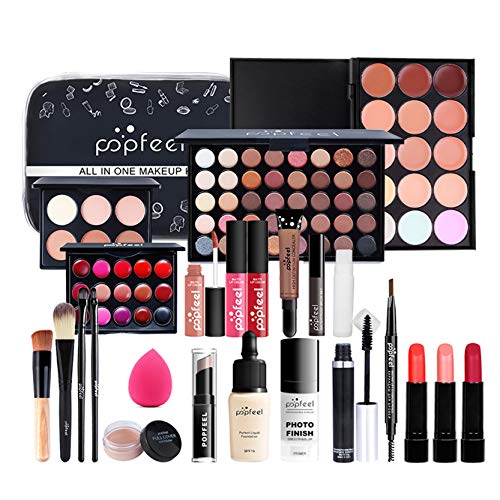 RoseFlower Schminke Set Profi Make Up Set Teenager Mädchen Schminkkoffer Kosmetische Makeup Paletten Lidschatten Vollgesichts Schminke mit Tragbare Reise Aufbewahrungstasche von RoseFlower