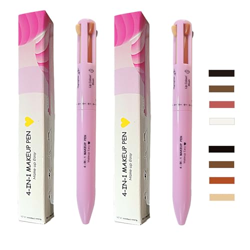 RoseFlower 4 in 1 Make-up-Stift - 2 Stück, 6 Farbe Wasserfester Multifunktions-Schminkstift, Eyeliner & Augenbrauenstift & Lip Liner & Highlighter Stick, Kompakt für das Reisen(#2) von RoseFlower