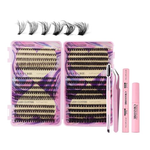 RoseFlower 544pcs DIY Cluster Wimpern Kit, Wimpern Cluster D Curl, Wimpernverlängerung Volume mit Mascara Bürste, Bond Seal, Wimpern Applikatoren, Pinzette, Einzeln Lash Clusters Set von RoseFlower