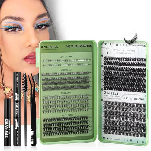 RoseFlower 551pcs DIY Cluster Wimpern Kit, Wimpern Cluster D Curl, Wimpernverlängerung Volume mit Mascara Bürste, Bond Seal, Wimpern Applikatoren, Pinzette, Einzeln Lash Clusters Set von RoseFlower