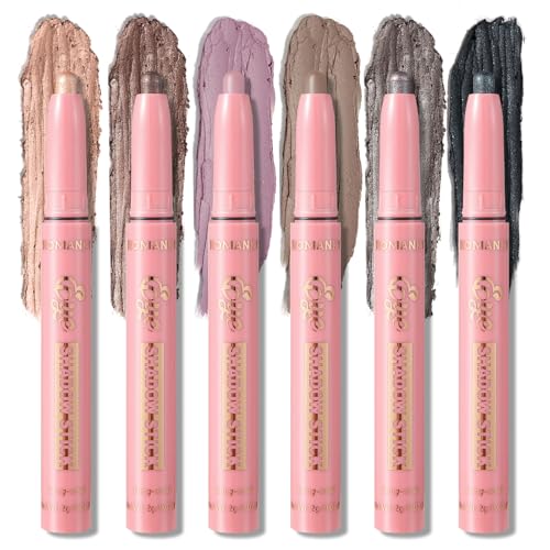 RoseFlower 6 Farben Lidschatten Stift Set, Lidschatten Stift Matt Crayon Eye Brightener Stick, Knitterfrei, Wasserfester, Langanhaltend und Hochpigmentierter Creme Lidschatten für Augen Make-up (B) von RoseFlower