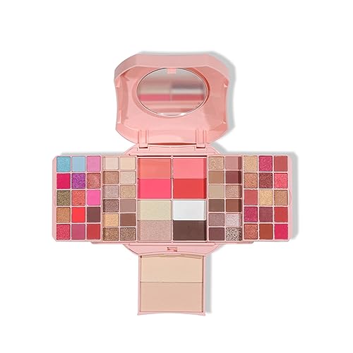 RoseFlower 64 Farben Lidschatten-Palette, Multifunktions-Make-up-Palette mit Spiegelschimmer, Mattes Augen-Make-up, Highlight-Rouge-Kontur-Palette, Reise-Make-up-Set, Wasserfest, Vegan von RoseFlower