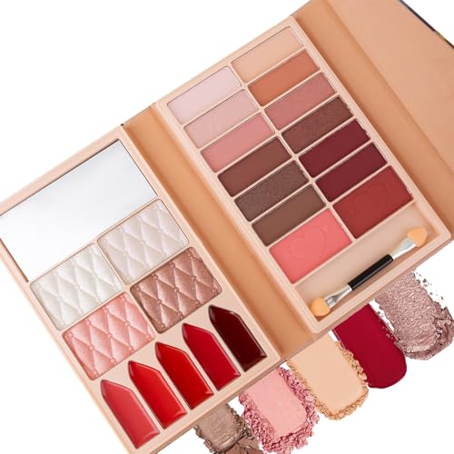 RoseFlower Make up Palette – Mädchen, Einschließlich Lippenstift, Rouge, Augenbrauenpuder, Lidschatten, Pinsel, Spiegel – All-in-One Mini Reise Makeup Set, geeignet für Anfänger von RoseFlower