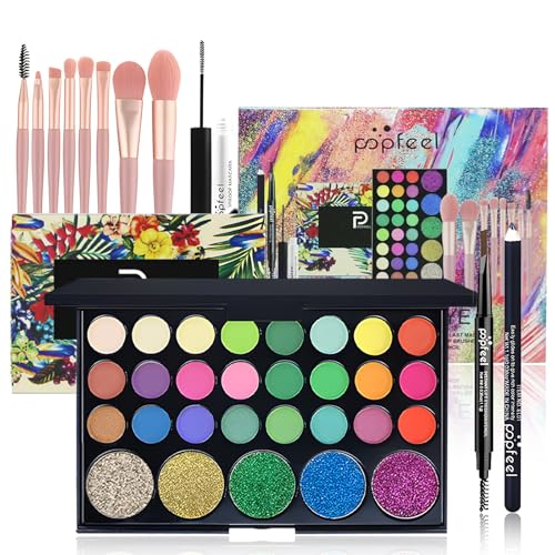 RoseFlower Profi Make Up Set Schminkkoffer Mädchen Teenager Schminkset Kosmetische Makeup Paletten Lidschatten Vollgesichts Schminke Make-up-Pinsel-Set Augenbrauenstift Eyeliner Mascara von RoseFlower