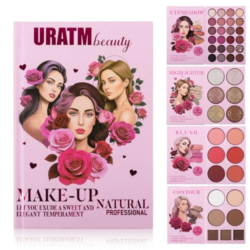 RoseFlower Profi Schminke Set Makeup Paletten Make Up Set Schminkkoffer Teen Make-up-Palette Tragbare Reise-Make-up-Etui mit Lidschatten-Palette, Rouge, Lippenfarbe, Highlighter, Konturen von RoseFlower