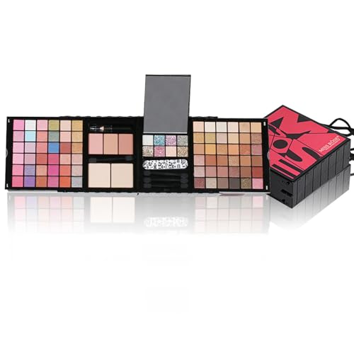 RoseFlower Profi Schminke Set Makeup Paletten Make Up Set Schminkkoffer Teen Make-up-Palette mit Spiegel Tragbare Reise-Make-up-Etui mit Lidschatten-Palette, Rouge, Lippenfarbe, Pailletten von RoseFlower