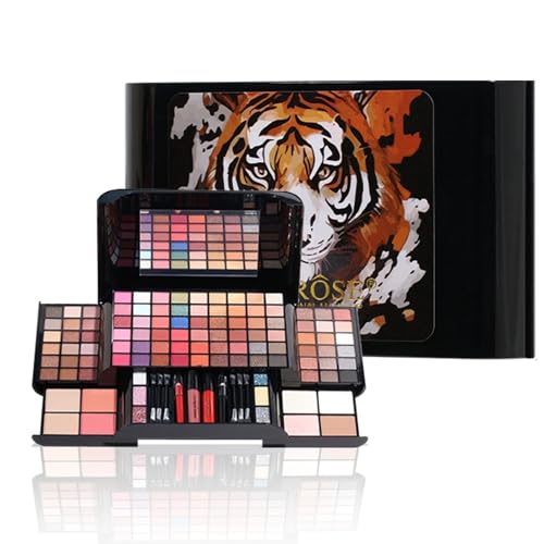 RoseFlower Profi Schminke Set Makeup Paletten Make Up Set Schminkkoffer Teen Make-up-Palette mit Spiegel Tragbare Reise-Make-up-Etui mit Lidschatten-Palette, Rouge, Lippenfarbe, Pailletten von RoseFlower