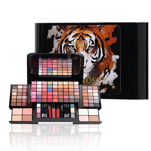 RoseFlower Profi Schminke Set Makeup Paletten Make Up Set Schminkkoffer Teen Make-up-Palette mit Spiegel Tragbare Reise-Make-up-Etui mit Lidschatten-Palette, Rouge, Lippenfarbe, Pailletten von RoseFlower