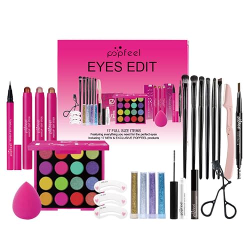 RoseFlower Schminke Set Profi Make Up Set Teenager Mädchen Schminkkoffer Kosmetische Makeup Paletten Lidschatten Concealer Schminke mit Tragbare Reise Make Up Set Beautycase von RoseFlower