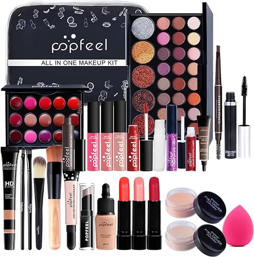 RoseFlower Schminke Set Profi Make Up Set Teenager Mädchen Schminkkoffer Kosmetische Makeup Paletten Lidschatten Vollgesichts Schminke mit Tragbare Reise Aufbewahrungstasche von RoseFlower