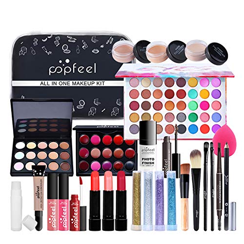 RoseFlower Schminke Set Profi Make Up Set Teenager Mädchen Schminkkoffer Kosmetische Makeup Paletten Lidschatten Vollgesichts Schminke Geschenkset mit Tragbare Reise Aufbewahrungstasche von RoseFlower