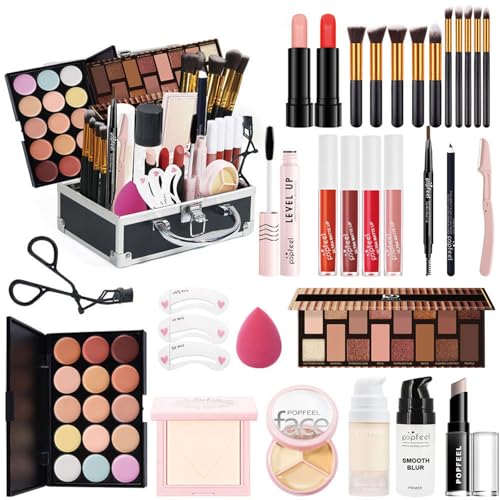 RoseFlower Schminkkoffer Frauen, Professionelles Make-up-Set Teenager Mädchen Schminkset Kosmetische Makeup Paletten Lidschatten Vollgesichts Schminkemit tragbarer Beauty Case #1 von RoseFlower