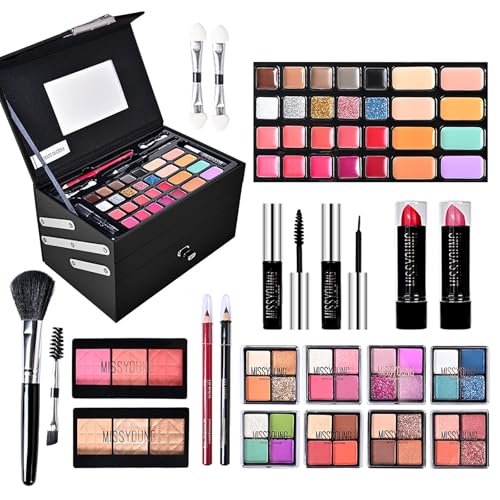 RoseFlower Schminkset Frauen, Professionelles Make-up-Set mit Lidschatten-Palette, Make-up-Pinsel, Lippenstift, Lipgloss, Eyeliner, Mascara, Rouge, Highlighter, Tragbare Reise Make-up-Geschenkset von RoseFlower