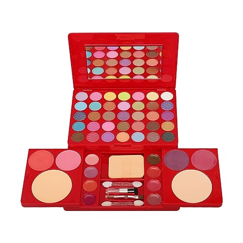 VolkRose 49 Farben Makeup Paletten Eyeshadow Palette für Gesicht, Augen und Lippen, Makeup Schmink Schminkkoffer mit Lidschatten Palette, Lippenstift, Rouge, Mascara, Brauenpuder, Kompakt Puder von RoseFlower