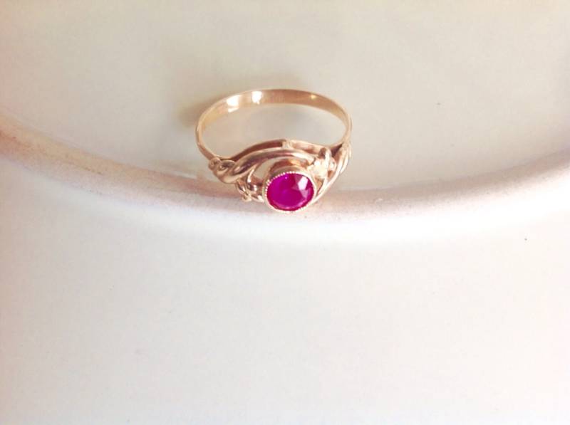 18K Rose Gold/Natürlicher Rubin Ring. /Schließer, Rg07 von RoseGiftShop