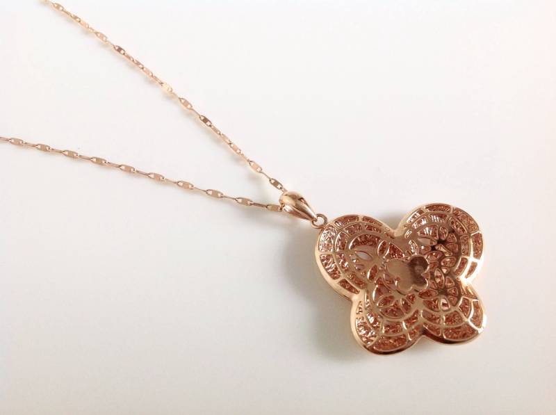 Roségoldanhänger Und Roségoldhalskette, Gr. 42 cm No, Rg06 Roségoldanhänger Und Roségoldhalskette, Gr. 42 cm No, Rg06 von RoseGiftShop