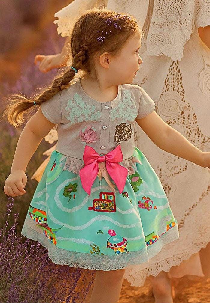 Kinder Strickjacke Kleid/Wolle Recycelte Mädchen Pullover/ Winterkleid/Umweltfreundliche Couture/Kunst Zu Tragen/Schnelle Lieferung von RoseJadeBoho