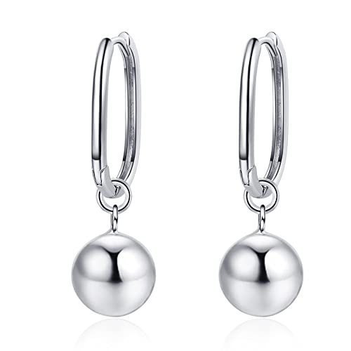 Ohrringe Silber 925 Creolen für Damen Sterling Silber Kugel Ohrringe Hängend Hypoallergen Knorpel Ohrringe Schmuck für Frauen Mädchen von RoseJeopal